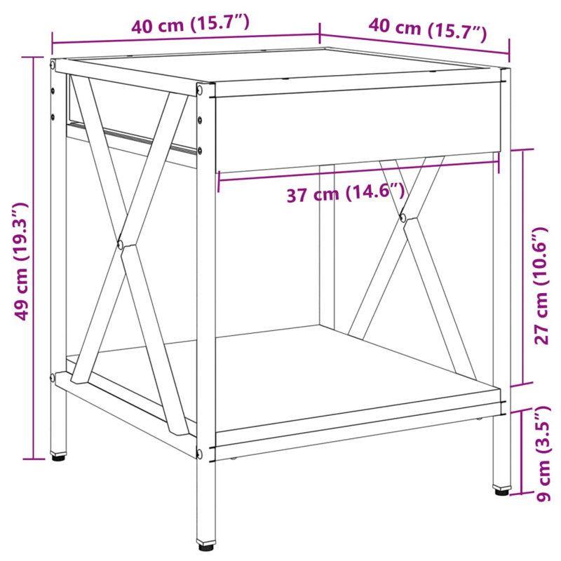 Dalvir Coffee Table with Storage, Black, 49cm H x 40cm L x 40cm W