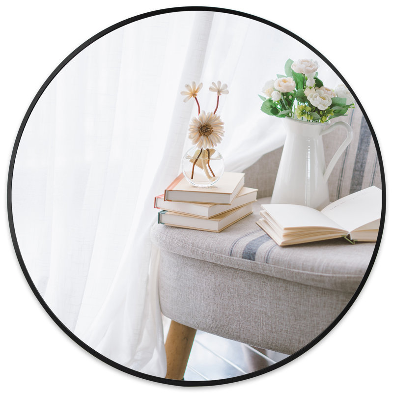 Sussy Metal Round Mirror, Black, 36" x 36"