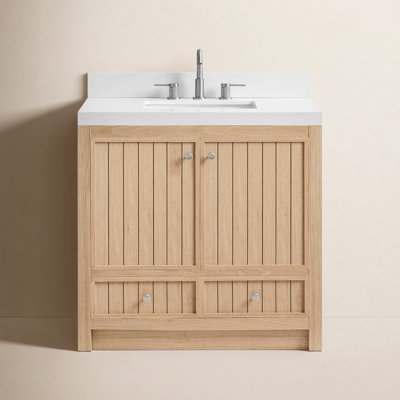 Aula Bathroom Vanity with 2" Thassos White Quartz Countertop