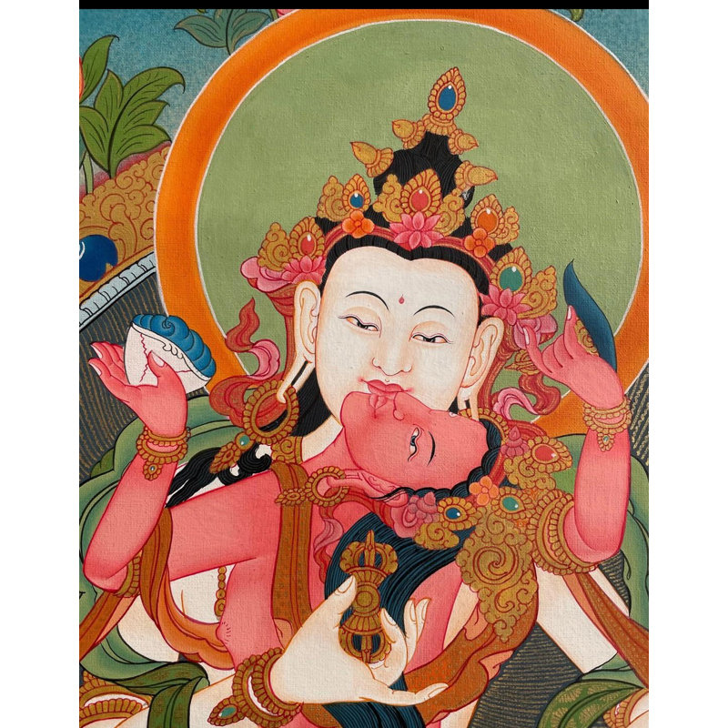 Vajrasattva Shakti Thangka L'Union de la Compassion et de la Sagesse (Brocadeless Thangka)