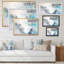 Vagues de marbre grises et bleues - art mural moderne sur toile-1198111051-1198111049