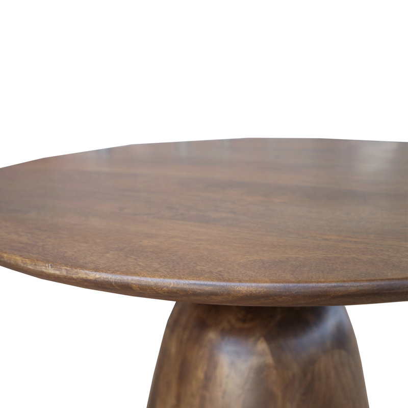 Transitional Solid Hand-made Mango Wood Round Coffee Table
