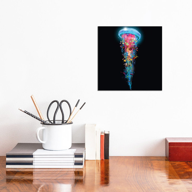 Super Electric Jellyfish World Wide by David Loblaw - Wrapped Canvas Print, 30.48 cm H x 30.48 cm W