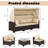 6 Pieces Patio Furniture Set Daybed with Retractable Canopy and Adjustable Backrest-1560247837