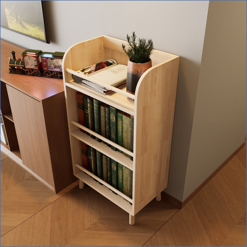 Bibliothèque, bibliothèque de ferme moderne en bois de pin massif à 3 niveaux | Rangement robuste l 19,69 po x H 36,61 po | Bois naturel | Pin