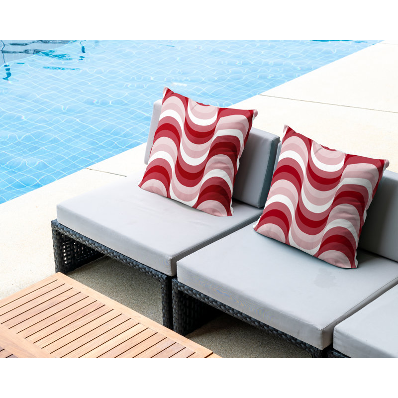 Coussin décoratif carré intérieur / extérieur Slivno, L 17 po x H 17 po, Rouge