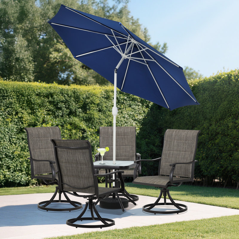 Parasol de patio 9 pi Sariyha, Bleu très foncé