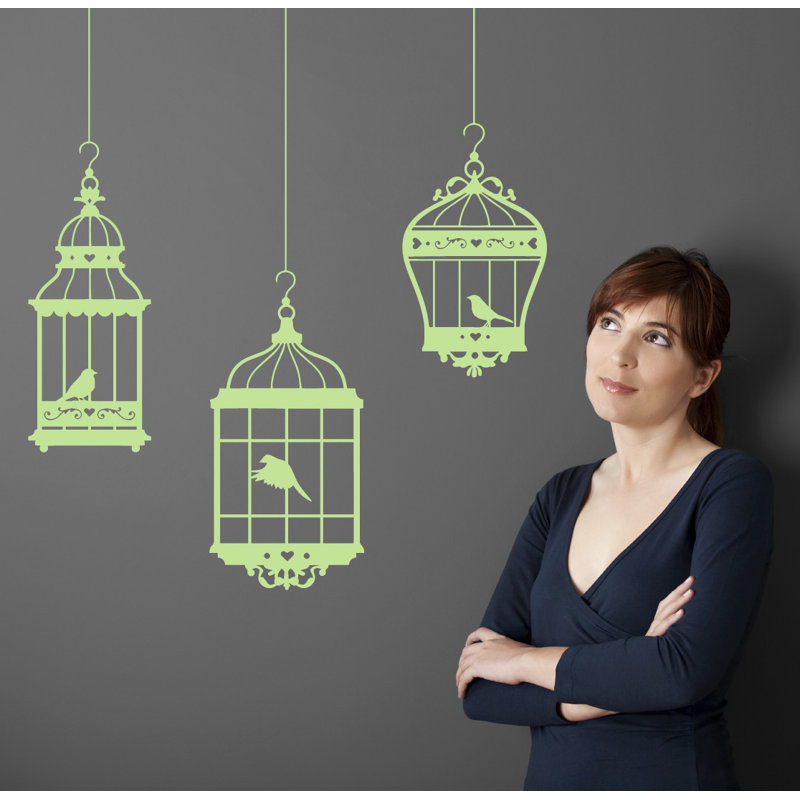 Adhésif décoratif jolies cages à oiseaux, Tarte à la lime, H 24 po x l 18 po x P 0,01 po