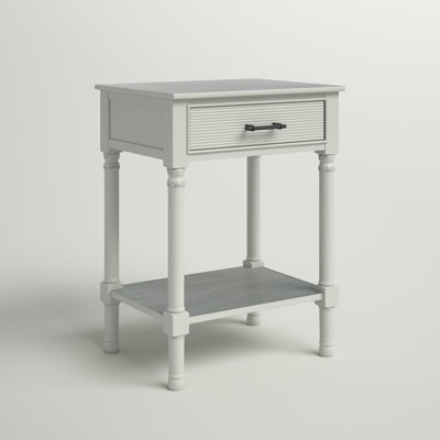 Peters Modern Farmhouse Solid Pine End Table – Vintage-Style Side Table with 1 Drawer for Any Room