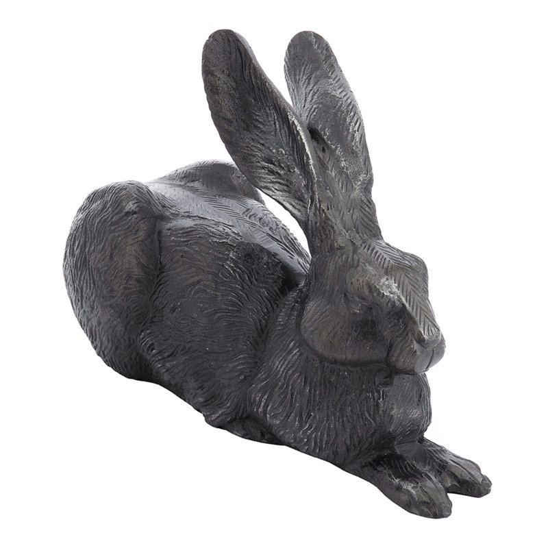 Charcoal Cast Aluminum Rabbit Garden Statue