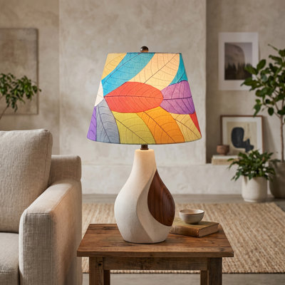 Real Leaf Drum Lamp Shade in Red/Blue/Pink