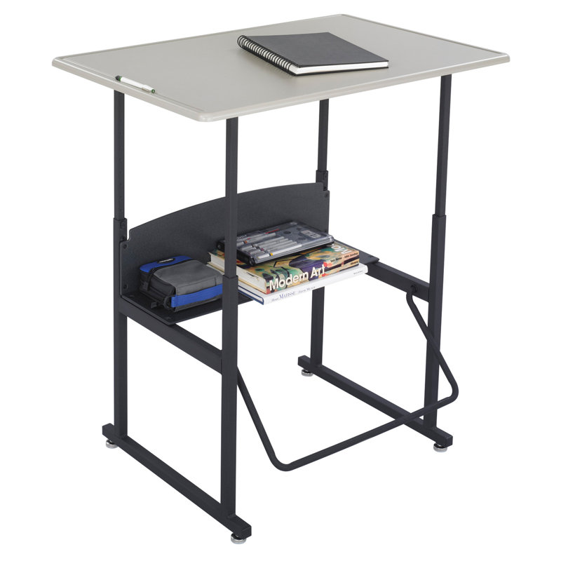 ErgoActive Black Steel Adjustable Height Standing Desk with Pendulum Footrest