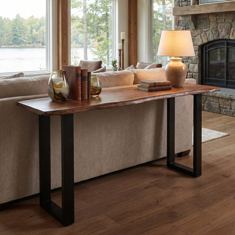 Console Spokane, Brun acacia, H 34 po x l 70 po x P 16 po