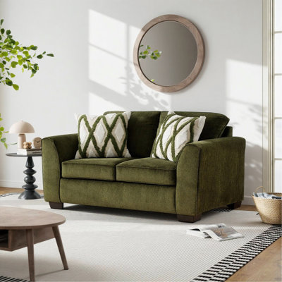 Causeuse de salon Marvella avec revêtement en chenille Mosswood et coussins décoratifs texturés