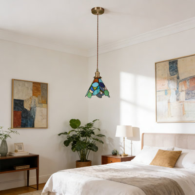 Single Colorful Glass Bell Pendant Fixture