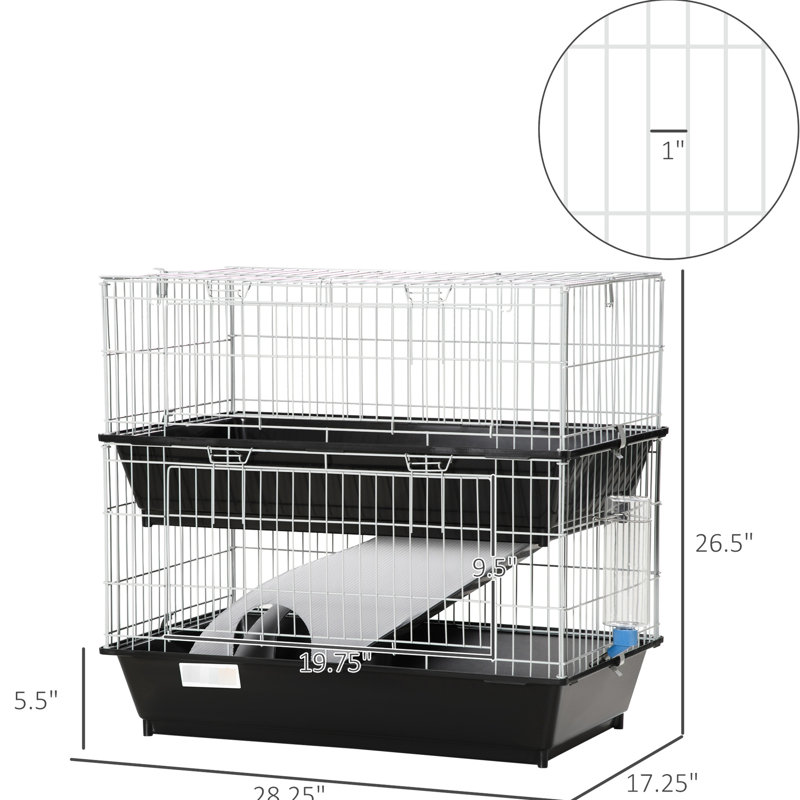 Cage pour 2 petits animaux avec base en métal - animal noir fait de