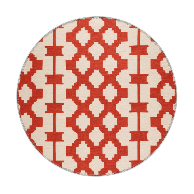 Tapis intérieur et extérieur beige Trellis, Rond 5 pi