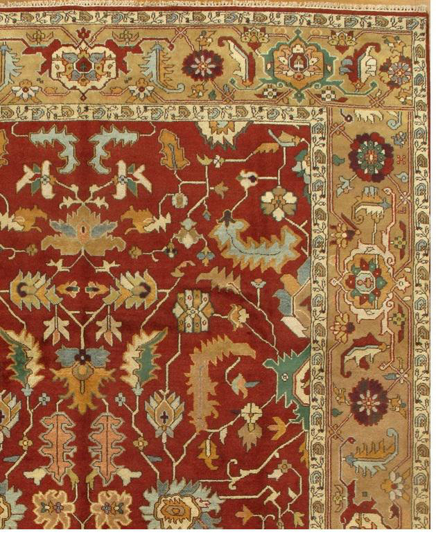 Wool Oriental Area Rug in Red/Beige