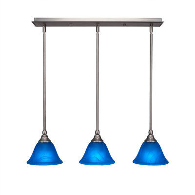 Luminaire suspendu linéaire à 3 lumières avec tige de 7 po