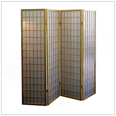 Cloison de 70 pouces de hauteur à 4 panneaux de style japonais avec finition noire, parfaite pour l'intimité et la décoration
