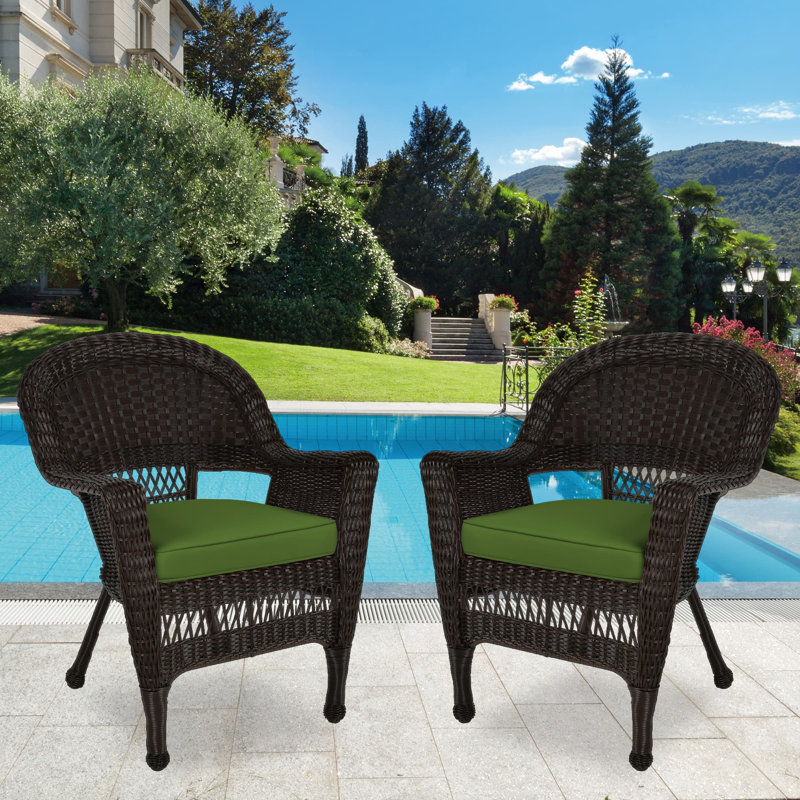 Burrowes Patio Chair with Cushions SET, Hunter Green