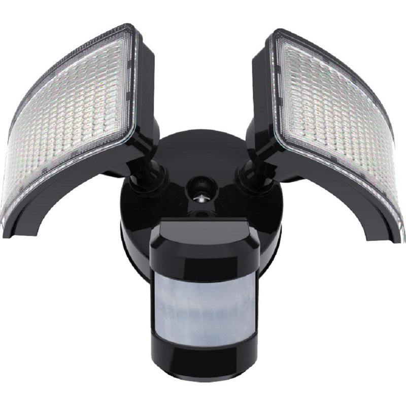 Projecteur carré d'extérieur à intensité réglable de 160 watts à 2 lumières à 5 000 K et à 5 000 K de couleur noire, 160 W