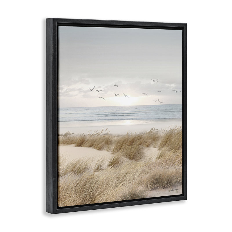 Cadre flottant Coastal Dreams Seagulls, design par Amber Sterling, Cadre flottant noir de jais, H 21 po x l 17 po