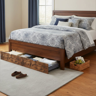 Tiroirs de rangement sous le lit rustique brun avec roulettes, bacs de rangement sous le lit pour chambre à coucher
