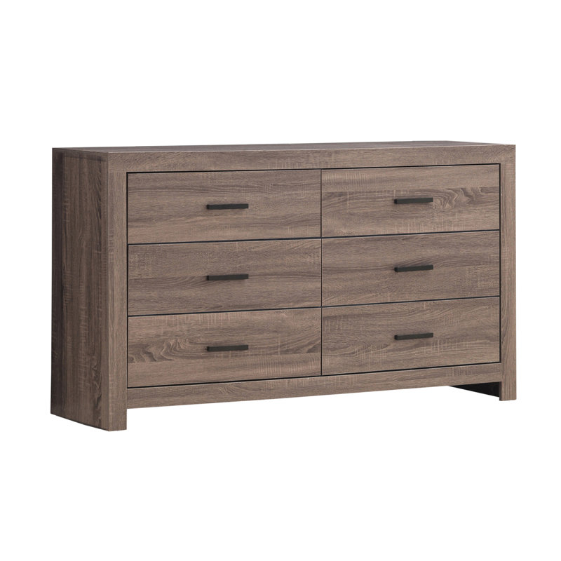 Ensemble de chambre à coucher 3 pièces avec commode et miroir Eunice, Chêne baril, Grand
