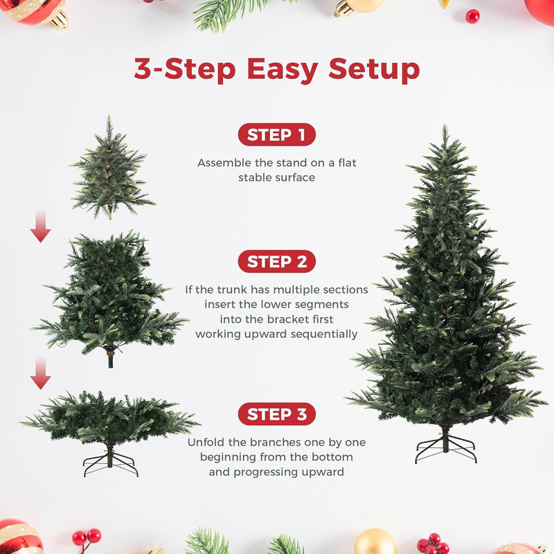 Lighted Artificial Christmas Tree, 2.7m H