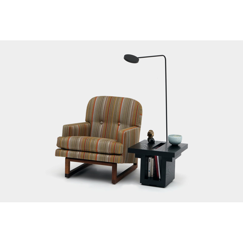 SQ Solid Wood End Table, Black Oak