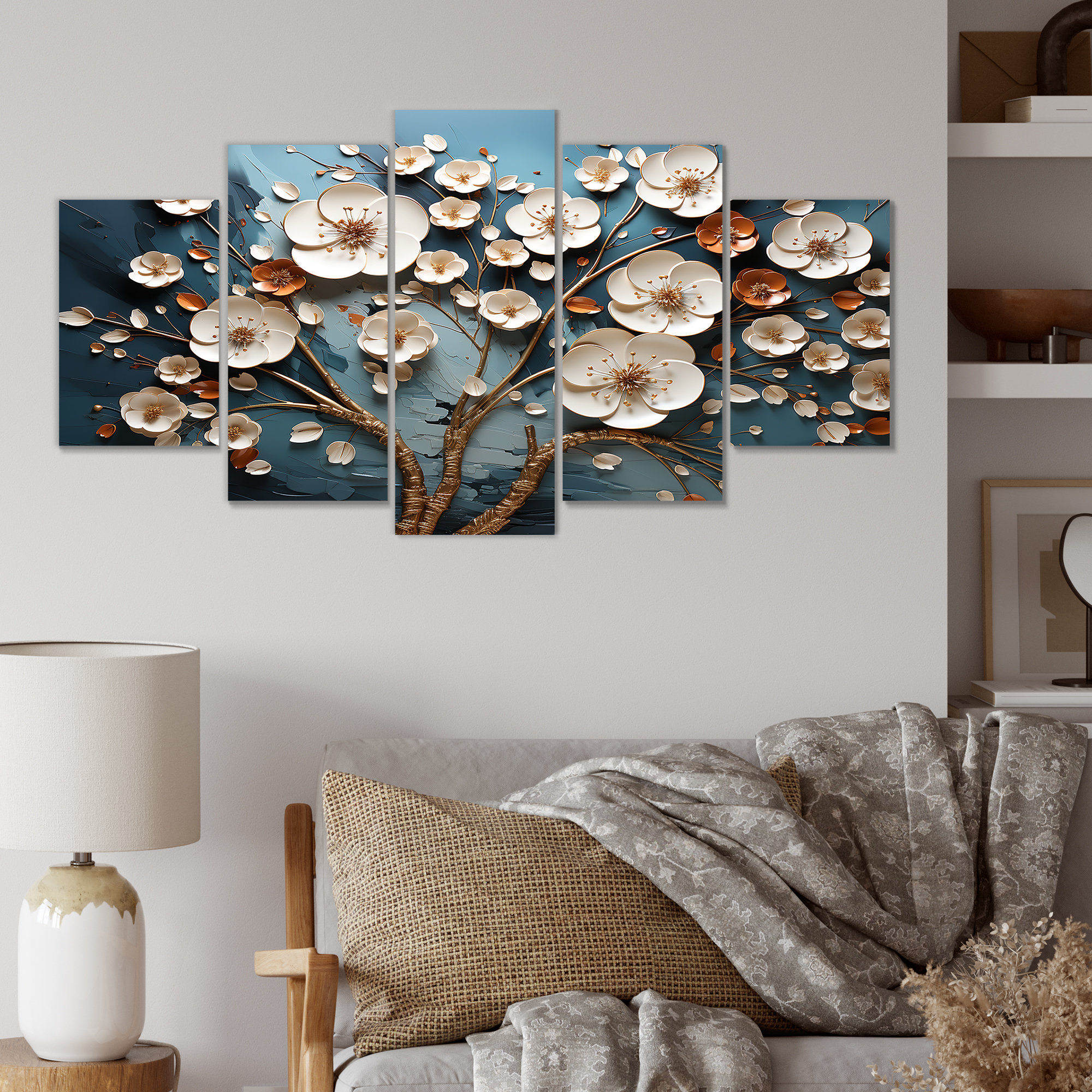 Lark Manor White And Blue Orchid Flowers Tree III - Abstract Floral ...