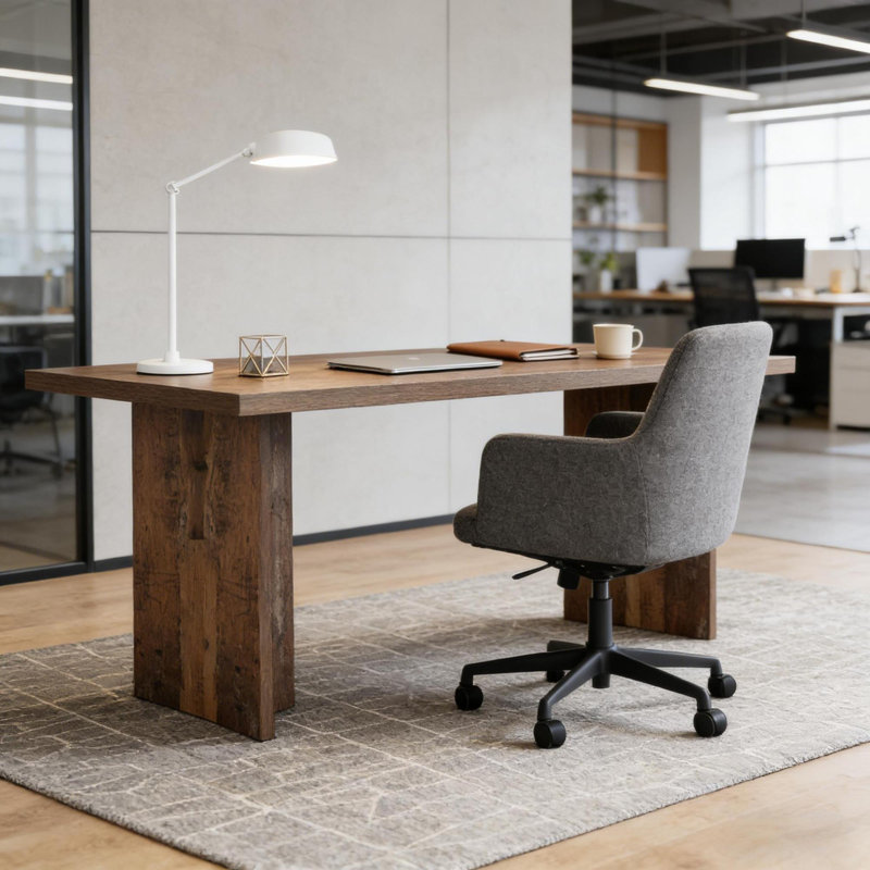 Bureaux robustes en MDF de style campagnard brun patiné pour le bureau personnel