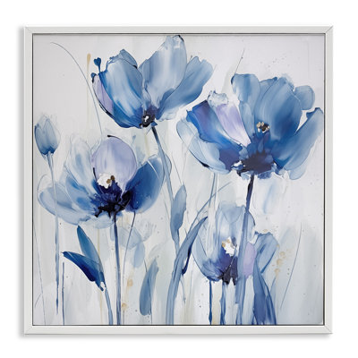 «Blue Abstract Blooms», art de la giclée noire encadrée par Sasha