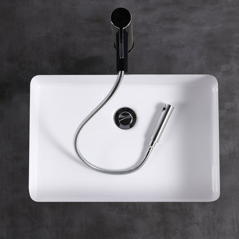 19.5 Inch White Ceramic Rectangular Undermount Bathroom Sink