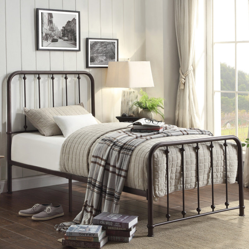 Lueras Metal Spindle Bed, Dark Bronze, Queen