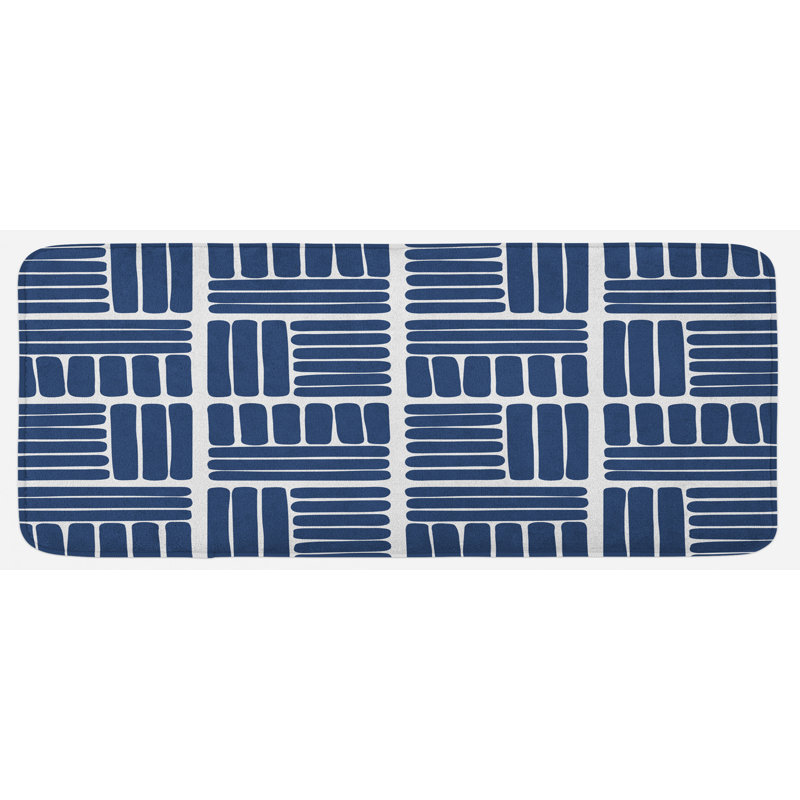 Tapis de cuisine de style minimaliste en forme de carrés à rayures modernes