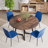 Round Dining Table Set with Velvet Upholstery Chairs-896957267-896957265-892995273
