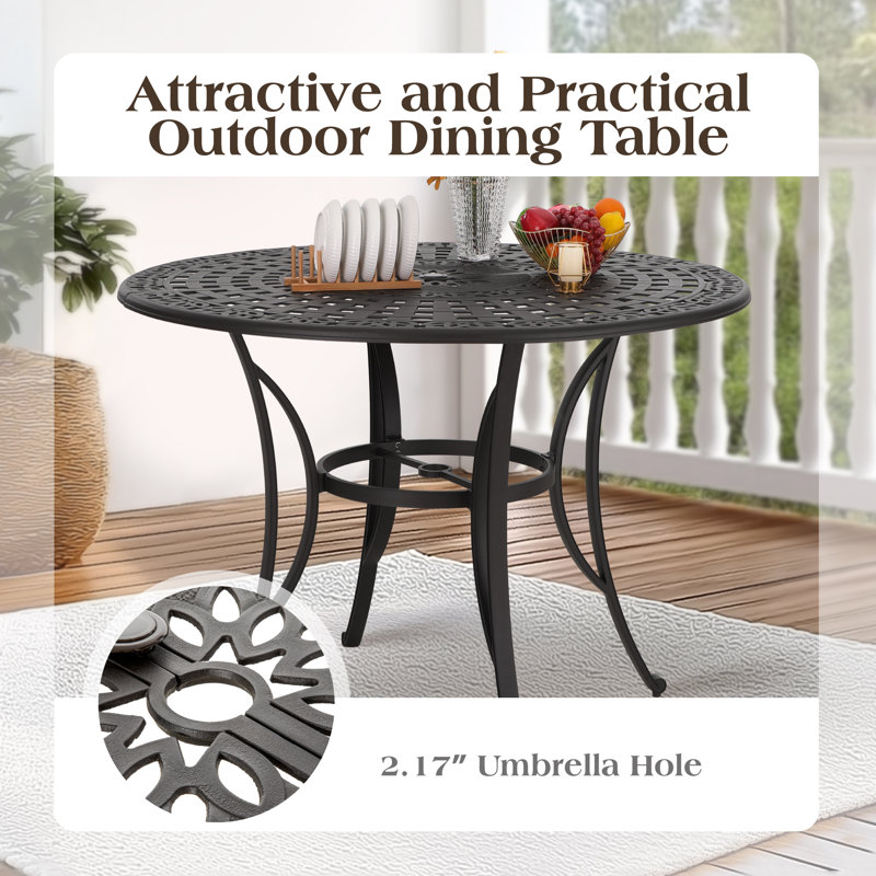 Alexamarie 6 - Person Patio Dining Set with Round Table , Cushions Included
