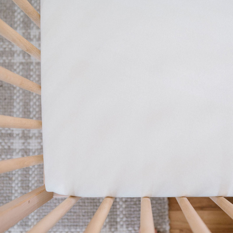 Waterproof Cotton Crib Sheet, Pearl
