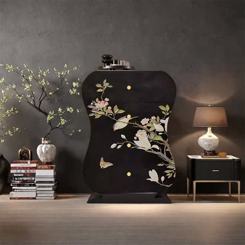 Armoire de rangement en bois de noyer avec tiroirs lisses