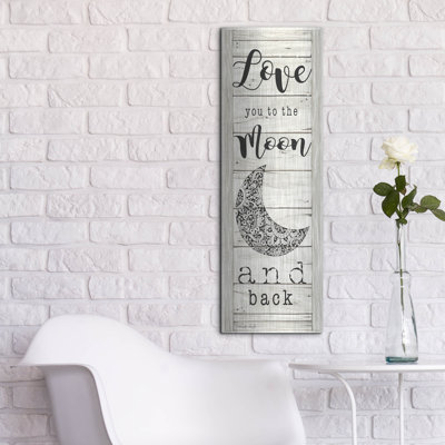 Luxe Metal Art 'Love You To The Moon And Back' by Cindy Jacobs Metal Wall Art, 12" x 36"