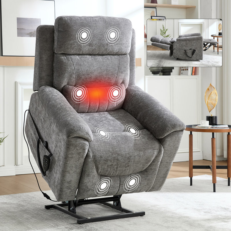Dual Motor Infinite Position Up To 350 LBS Leatherair Power Lift Recliner Chair, Heavy Duty Motion Mechanism With 8-Point Vibration Massage And Lumbar Heating