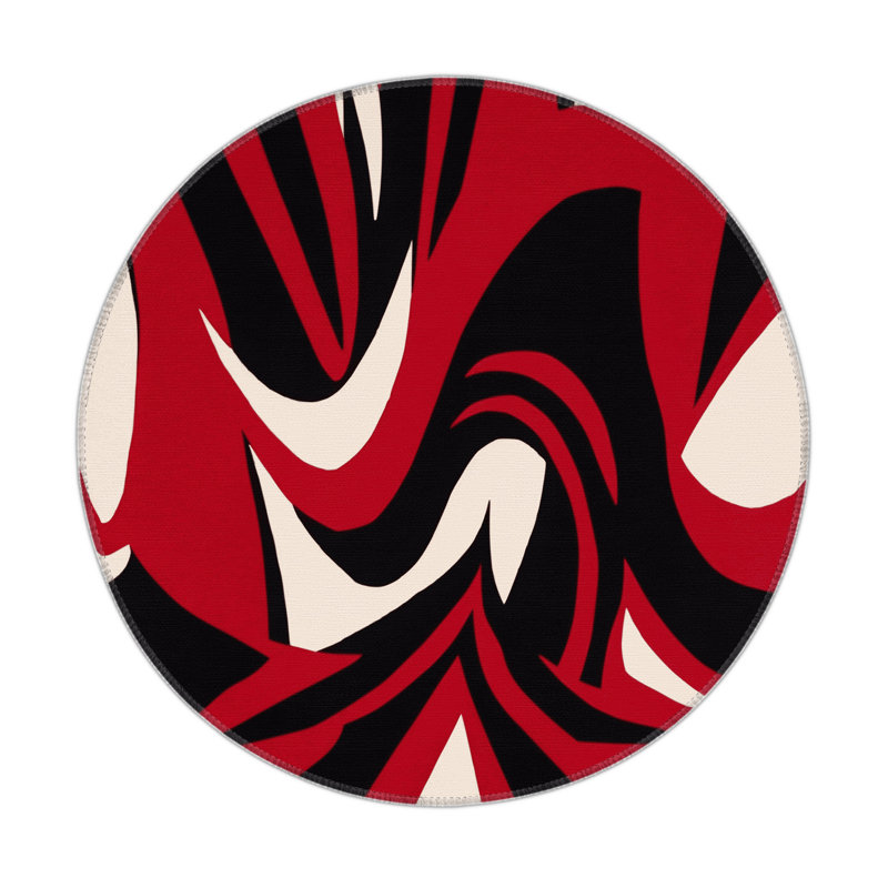 Abstract Redshift Indoor And Outdoor Area Rug, Round 5'