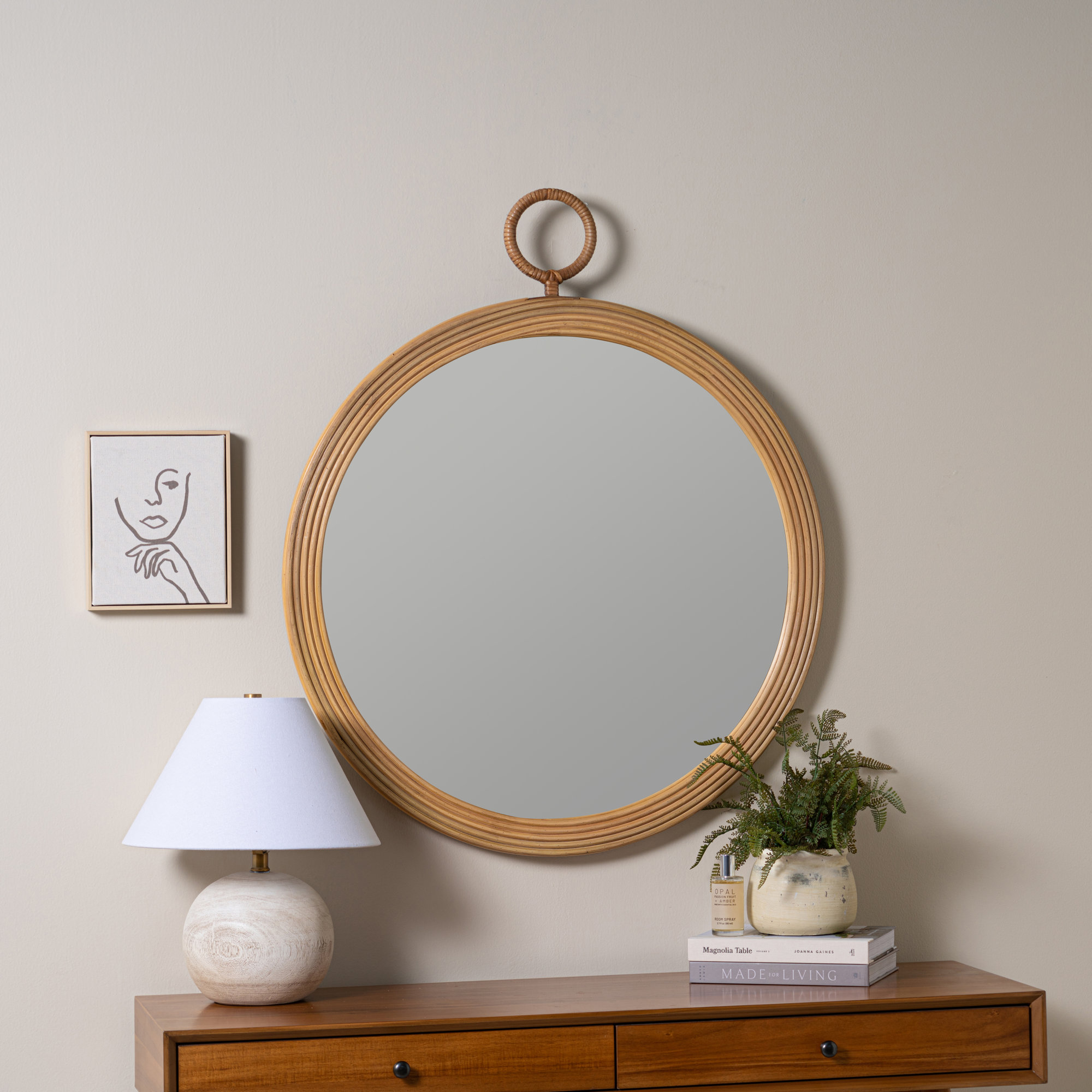 Darry Wood Round Mirror
