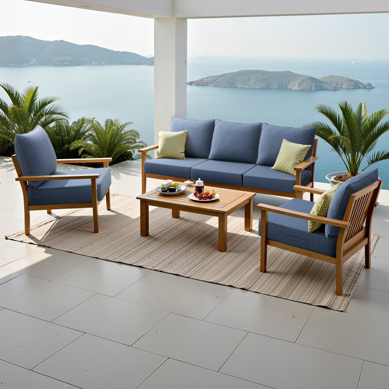 Sunbrella Patio Seat Cushion Set, Blue, 1