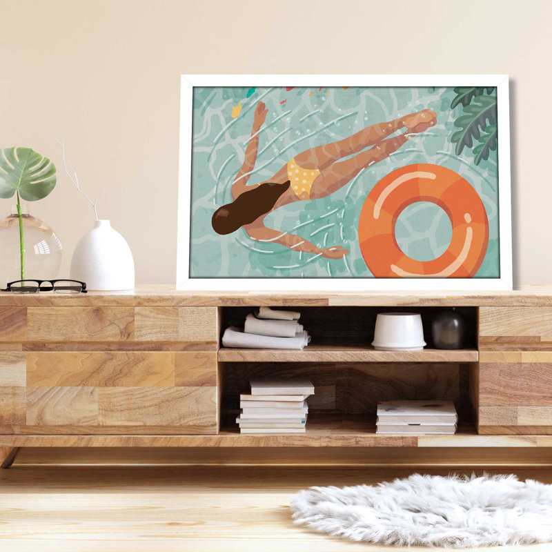 Beach Babes IV - Peinture, L 27,5 po x H 21,5 po, Cadre blanc
