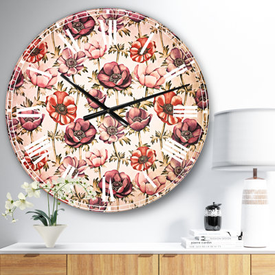 Colorful Abstract Floral Pattern - Traditional wall clock