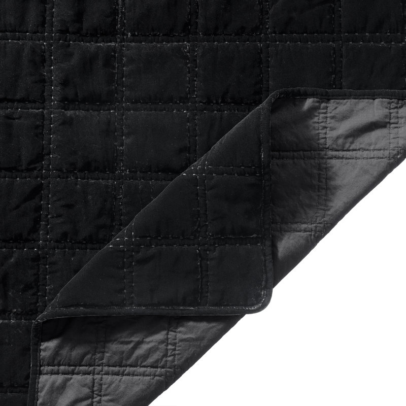 Ensemble de courtepointe Stella, Courtepointe pour très grand lit + 2 taies d'orei, Noir, noir, noir, noir