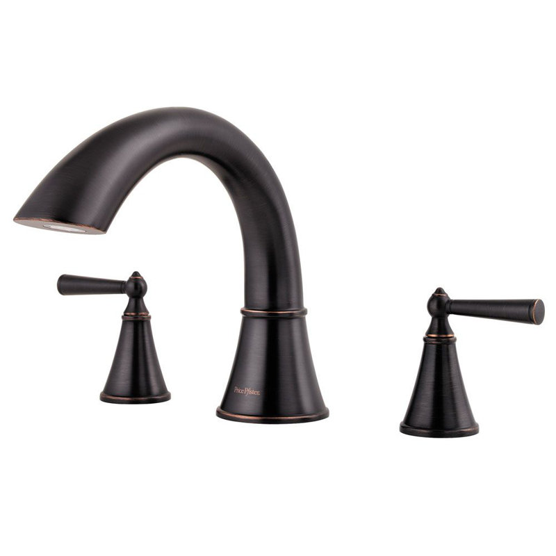 Garniture de robinet de baignoire romaine à deux poignées Saxton, Bronze toscan